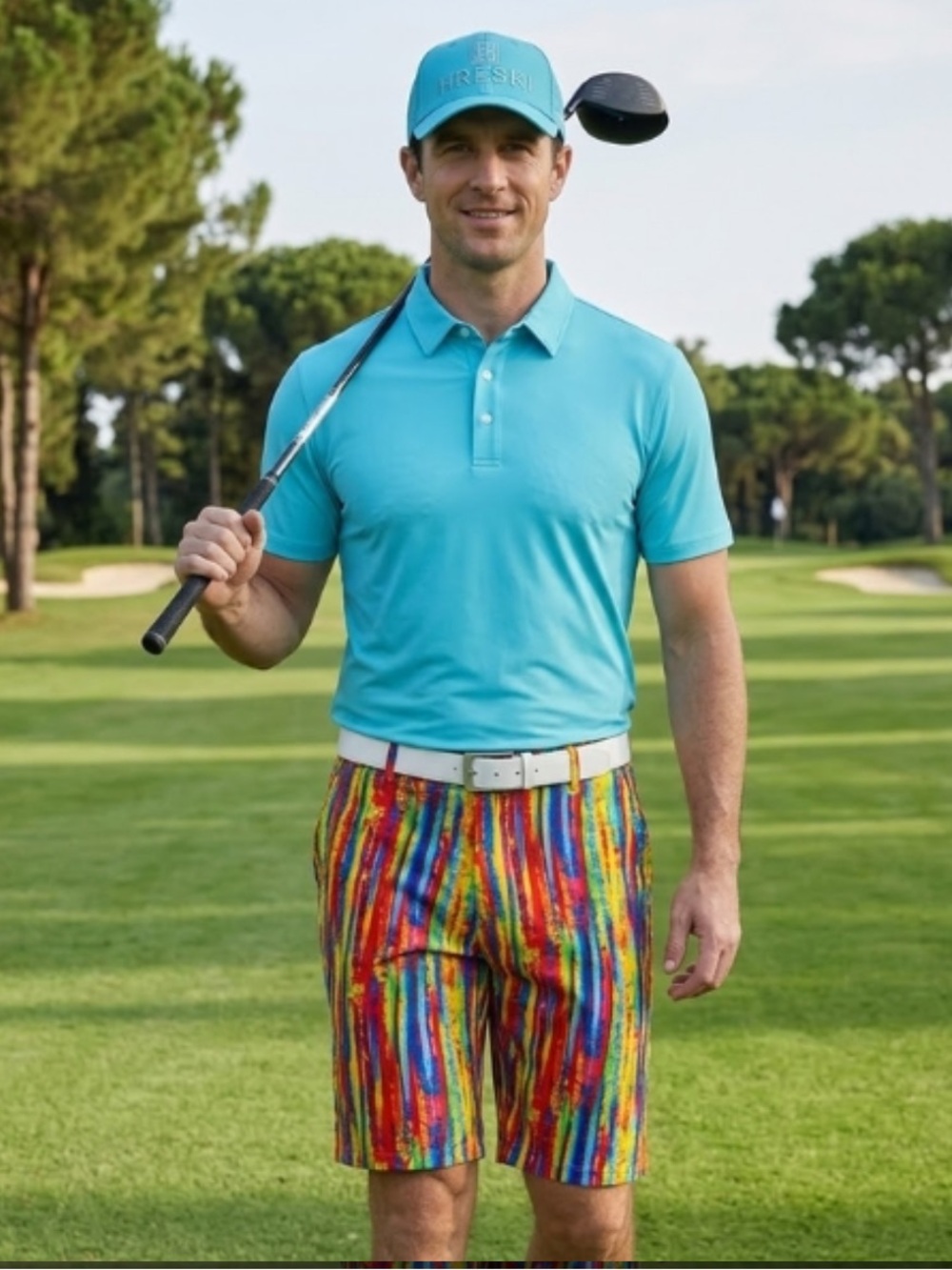 Hreski Multi-Colored Eccentric Golf Shorts Men’s 38
